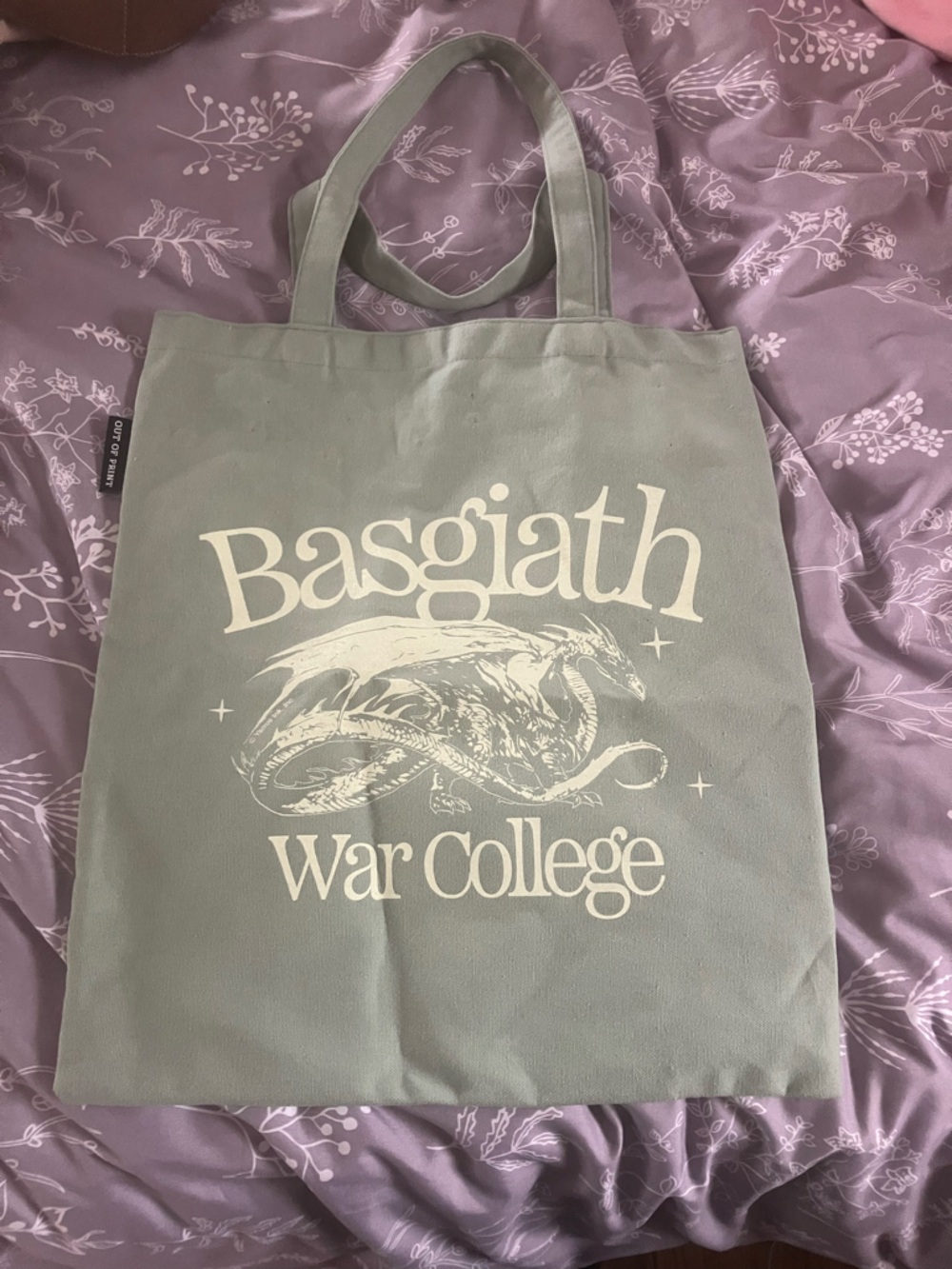 Out of Print Sage Green Dragon Graphic Canvas Tote